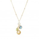 Pastel colored stones in basket frame necklace